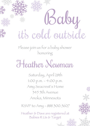 Purple Snowflakes Fill-in Baby Shower Invite
