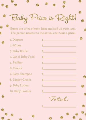 Gold Glitter Graphic Dots Pink Baby Animal Name Game