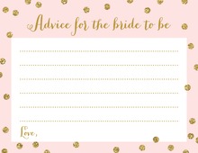 Gold Glitter Graphic Dots Pink Bridal Advice Cards