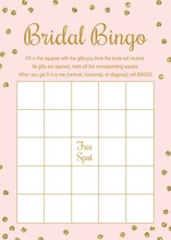 Gold Glitter Graphic Dots Pink Bridal Bingo