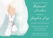 White Wedding Boots Teal Bridal Shower Invitations