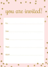 Gold Glitter Graphic Dots Pink Fill-in Invitations