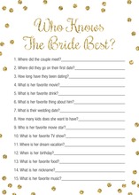 Gold Glitter Dots Pink Who Knows Bride Best Game