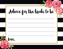 Rustic Watercolor Rose Bouquet Bridal Advice Cards