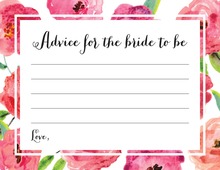 Dark Watercolor Roses Bridal Shower Advice Cards
