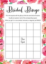 Watercolor Floral Border Bridal Bingo Game