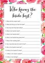 Watercolor Floral Border Who Knows The Bride Game