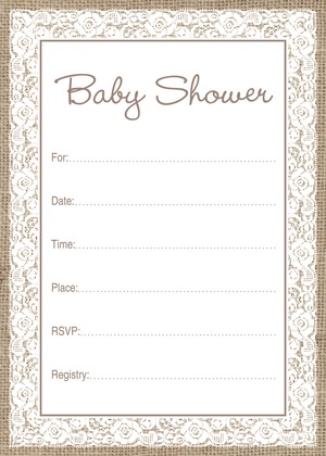 White Lace Border Burlap Baby Shower Price Game