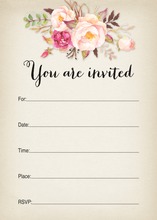Rustic Watercolor Rose Bouquet Fill-in Invitations