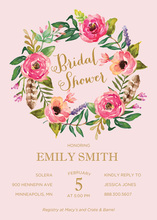 Pink Hydrangeas Pink Banners Bridal Shower Invitations