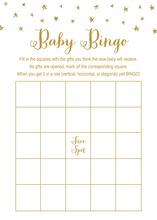 Gold Glitter Graphic Border Baby Bingo Cards