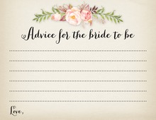 Watercolor Rose Bouquet Bridal Advice Cards