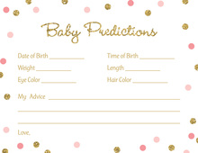 Pink Snowflakes Baby Prediction Cards