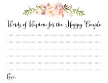 Watercolor Floral Bouquet Script Couple Advice Cards