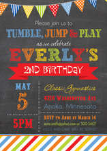 Multicolored Stripes Chalkboard Birthday Invitations