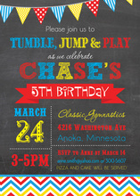 Primary Chevrons Chalkboard Birthday Invitations