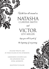 Solid Red Filigree Style White Background Invitations