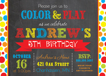 Colorful Dots Chalkboard Birthday Party Invitations