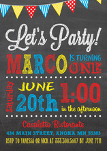 Chalkboard Party Birthday Invitations Primary Colors