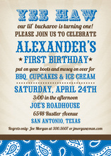 Blue Buckaroo Birthday Invitations