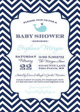 Navy Chevrons Coral Polka Dots Twins Whale Invitations