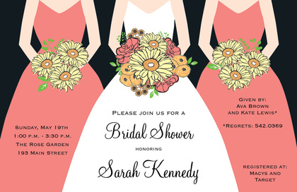 Modern Bouquet Girls Bridal Shower Invitations