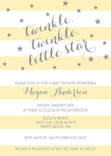 Yellow Stripes Silver Twinkle Little Star Invites
