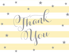 Yellow Stripes Grey Stars Thank You Cards