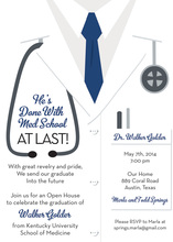 Blue White Medical Graduation Invitations