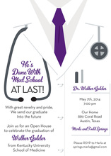 White Coat Male Purple Tie Doctor Invitations