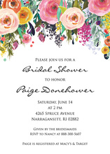 Watercolor Rose Bouquet Gold Script Invitations