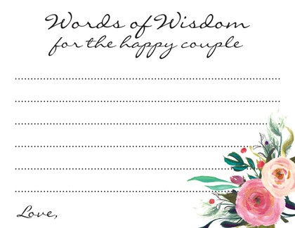 Watercolor Floral Bouquet Black Script Notes