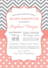 Pink Stripes Gold Glitter Frame Baby Shower Invites
