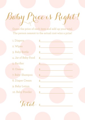 Mint Polka Dots Baby Shower Price Game