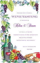 Wine Tasting Floral Grape Invitations
