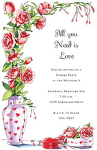 Blue Stripes Heart Bouquet Invitations