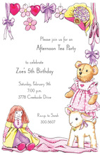 Pink Crib Kids Animal Invitations