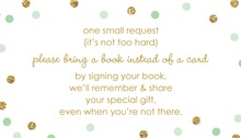 Gold Glitter Graphic Mint Dots Bring A Book Card