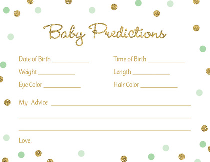 Gold Glitter Graphic Mint Dots Baby Shower Price Game