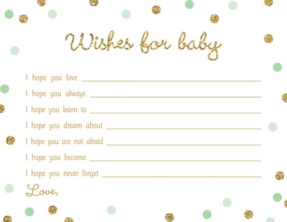 Gold Glitter Graphic Pink Dots Baby Wishes