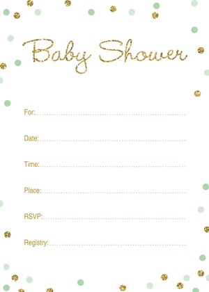 Gold Glitter Graphic Mint Dots Baby Wishes