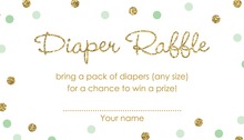 Gold Glitter Graphic Mint Dots Diaper Raffle Cards