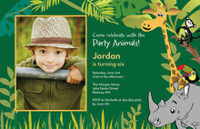 Green Chevron Safari Animals Baby Shower Invitations