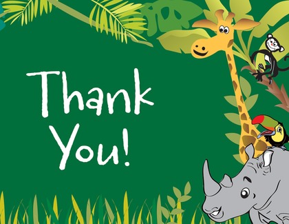 Jungle Animals Brown Thank You Cards