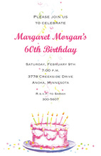 Pink Cake Birthday Invitations