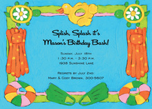 Blue Water Slide Birthday Party Invitations