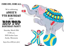Elephant Rolling Circus Invitation