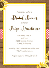 Sunflower Oilcloth Bellyband Bridal Shower Invitations