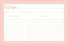Pink Border Gold Text Recipe Cards