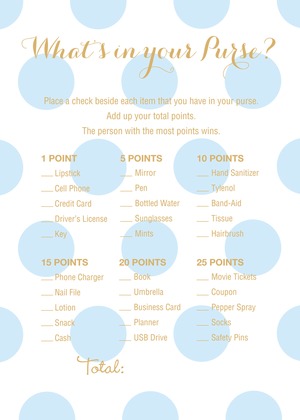 Light Blue Polka Dots Baby Shower Price Game